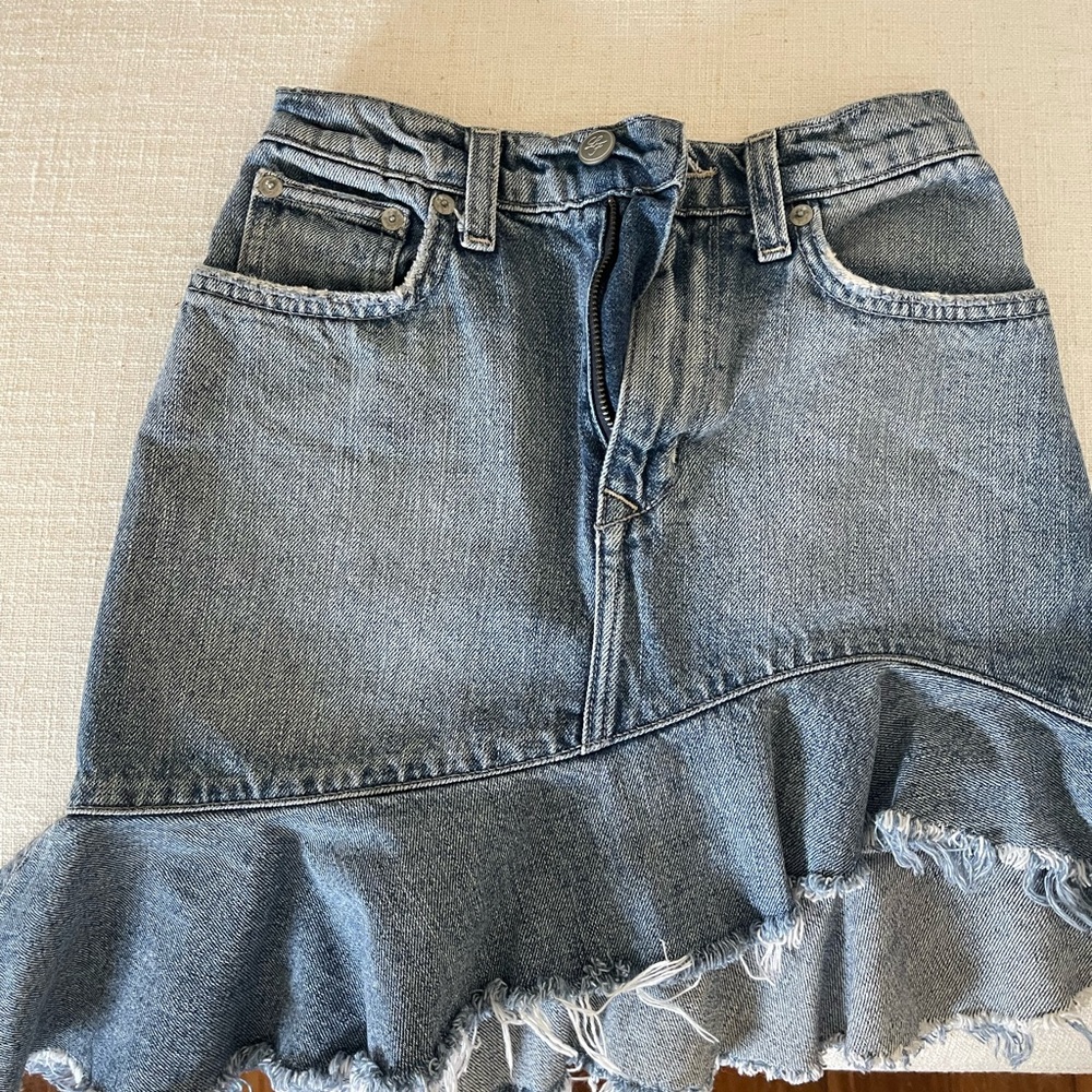 Denim Ruffle Hem Skirt